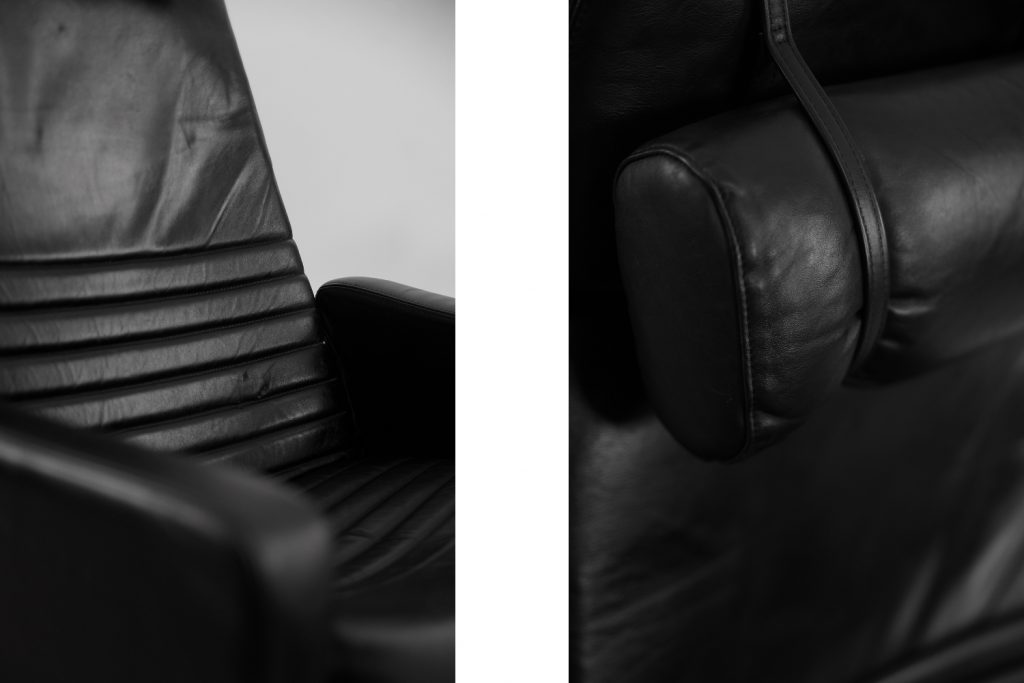 Scandinavian Black Leather Armchairs from Ire Mobel AB, 1970s, Set of 2
