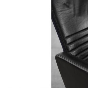 Scandinavian Black Leather Armchairs from Ire Mobel AB, 1970s, Set of 2