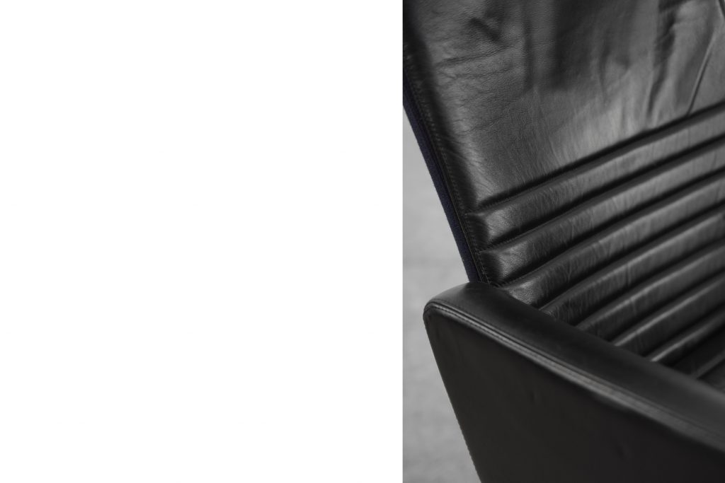 Scandinavian Black Leather Armchairs from Ire Mobel AB, 1970s, Set of 2
