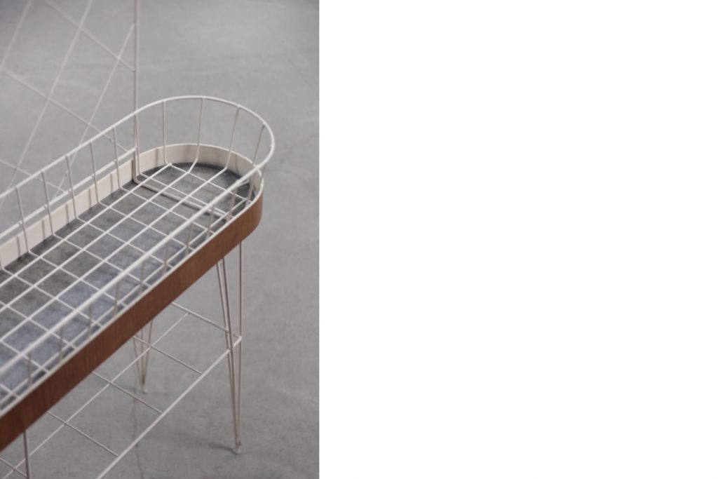 Mid-Century Scandinavian White Metal Flower Stand, 1950s