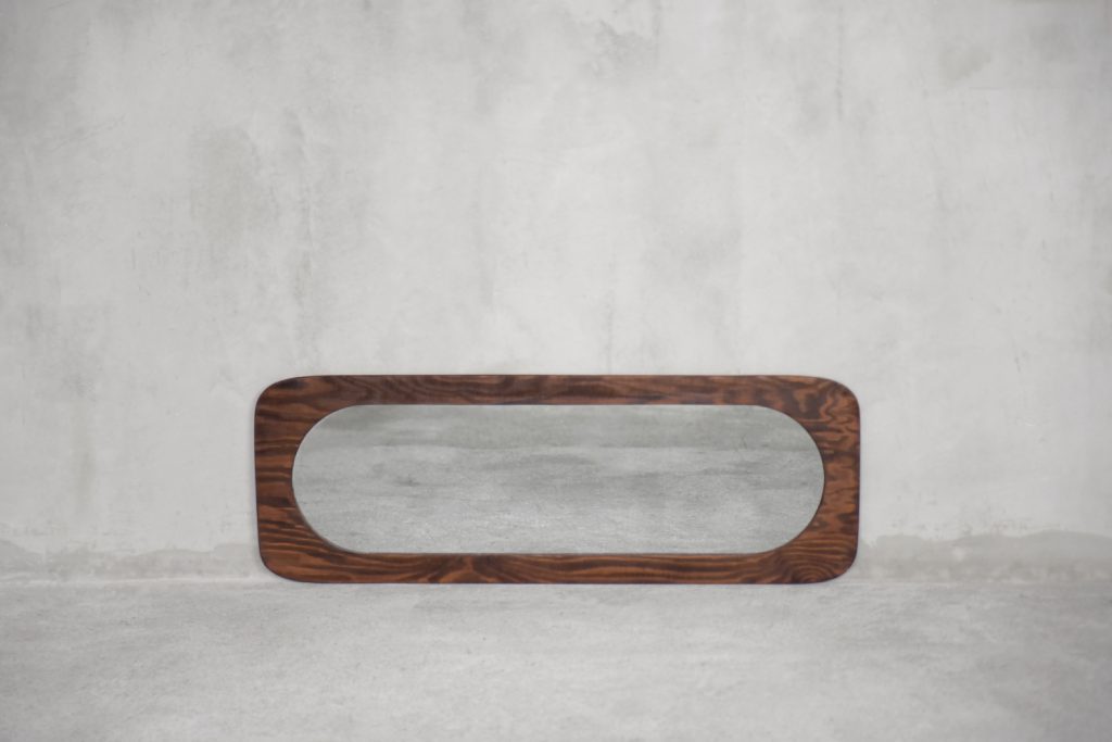 Large Scandinavian Wooden Wall Mirror, 1950s