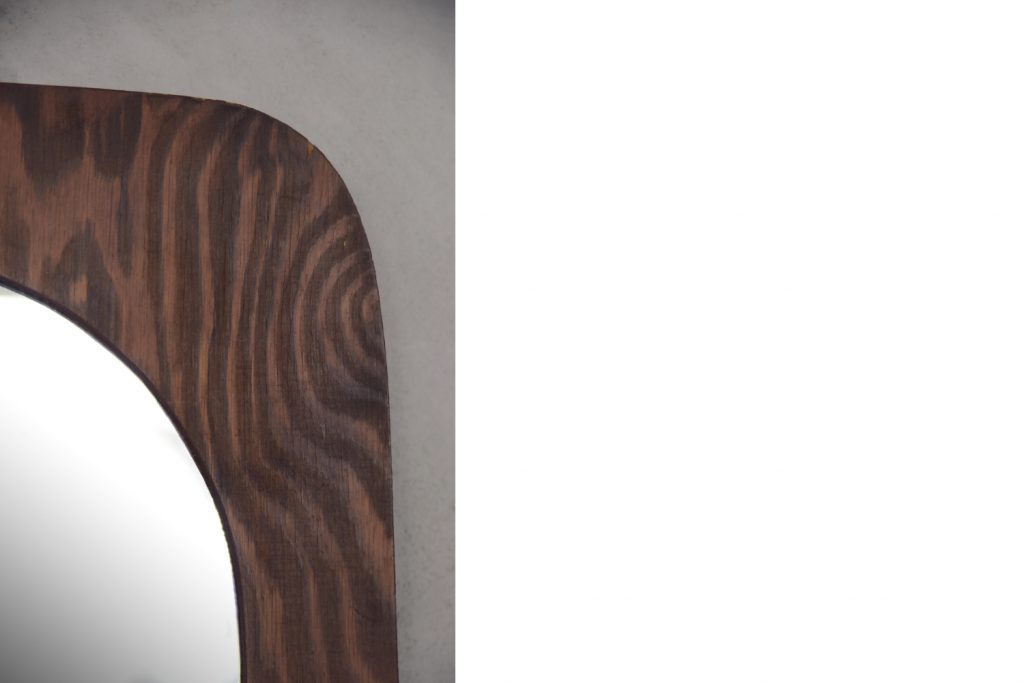 Large Scandinavian Wooden Wall Mirror, 1950s