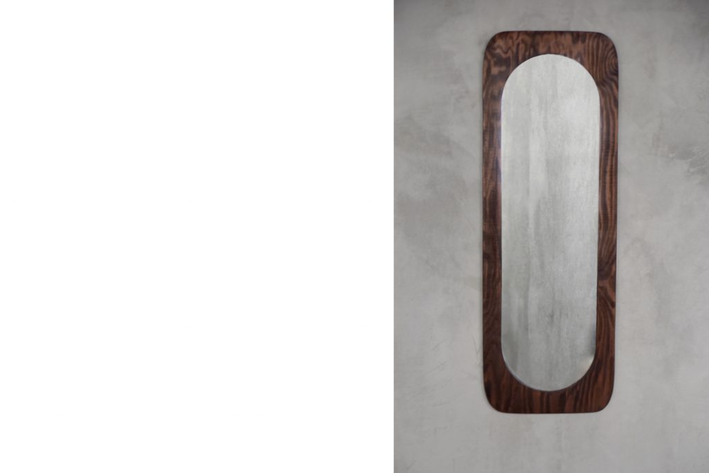 Large Scandinavian Wooden Wall Mirror, 1950s