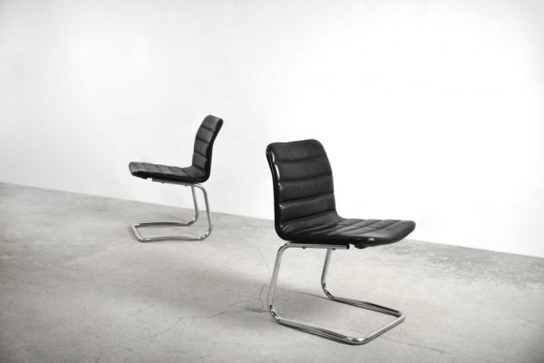 Minimalist Chrome & Black Leather Club Chairs from Pol International, 1960s, Set of 2 - Image 10