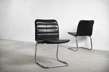 Minimalist Chrome & Black Leather Club Chairs from Pol International, 1960s, Set of 2 - Image 3