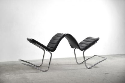 Minimalist Chrome & Black Leather Club Chairs from Pol International, 1960s, Set of 2 - Image 2