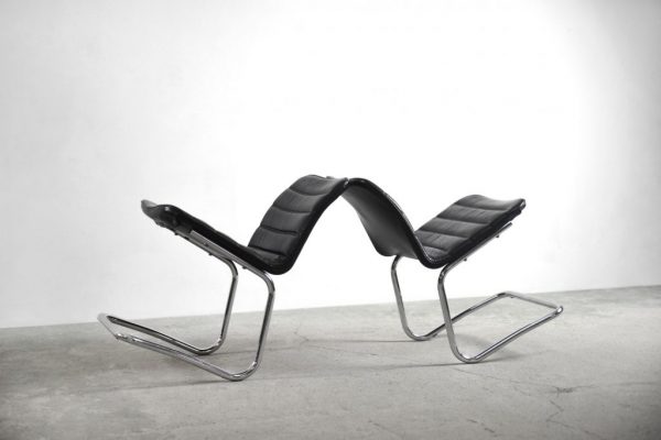 Minimalist Chrome & Black Leather Club Chairs from Pol International, 1960s, Set of 2 - Image 2
