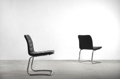 Minimalist Chrome & Black Leather Club Chairs from Pol International, 1960s, Set of 2 - Image 5
