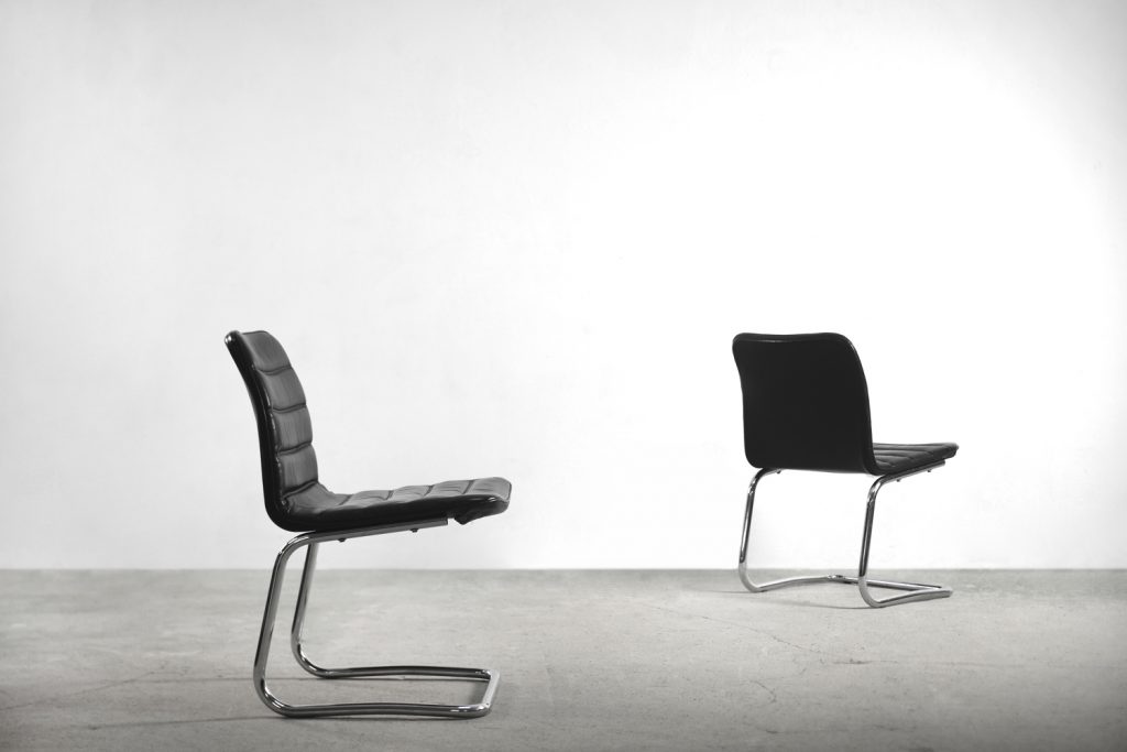 Minimalist Chrome & Black Leather Club Chairs from Pol International, 1960s, Set of 2