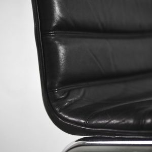 Minimalist Chrome & Black Leather Club Chairs from Pol International, 1960s, Set of 2