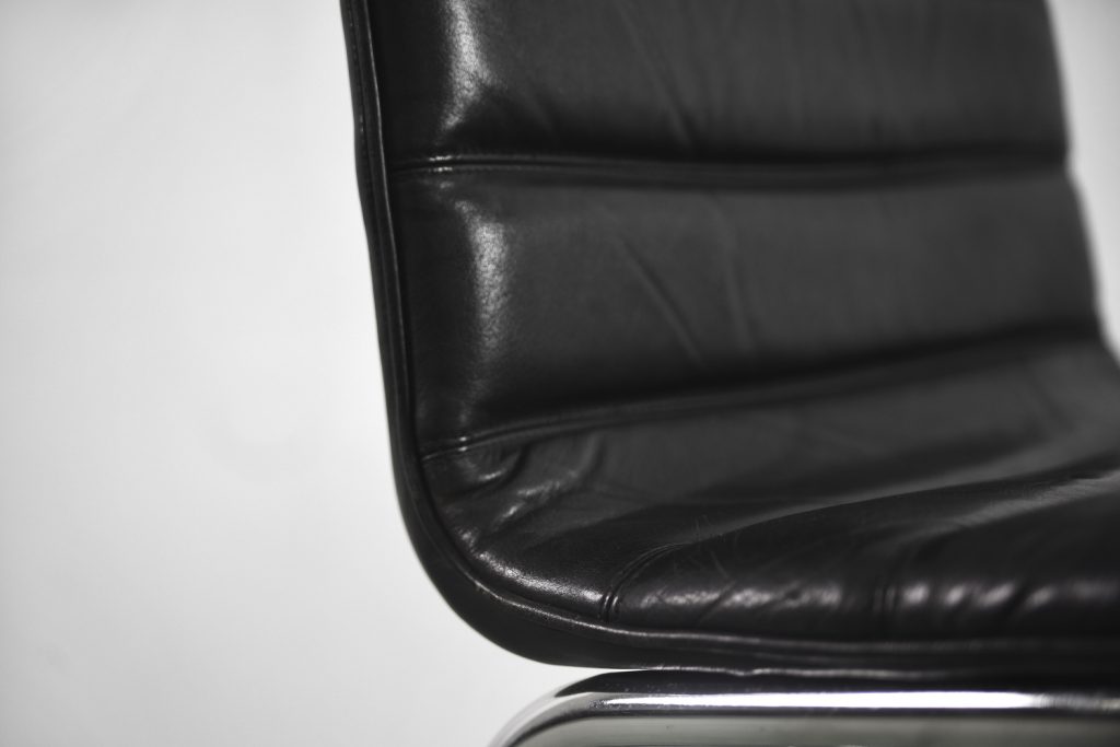 Minimalist Chrome & Black Leather Club Chairs from Pol International, 1960s, Set of 2