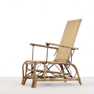 Vintage Bauhaus Rattan Chair with Ottoman by Erich Dieckmann, 1930s
