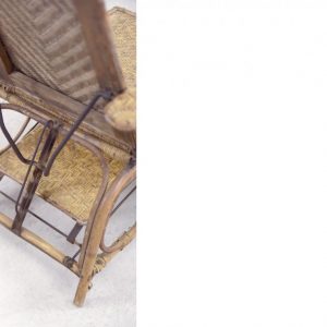 Vintage Bauhaus Rattan Chair with Ottoman by Erich Dieckmann, 1930s