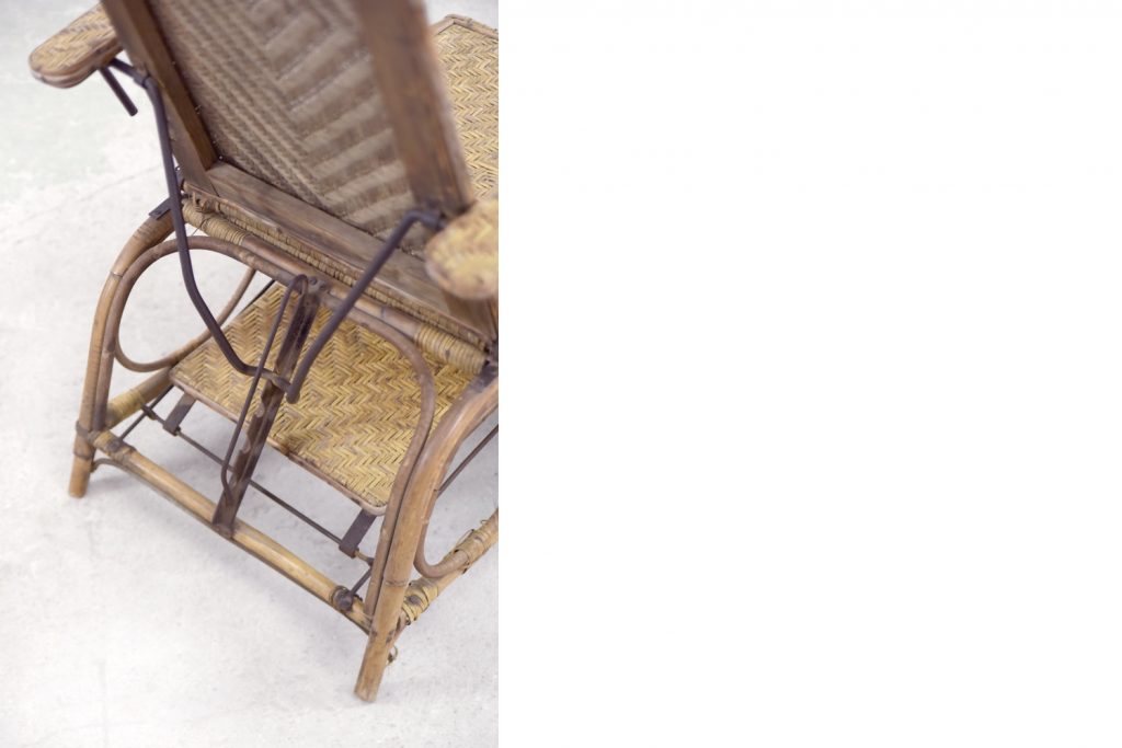 Vintage Bauhaus Rattan Chair with Ottoman by Erich Dieckmann, 1930s