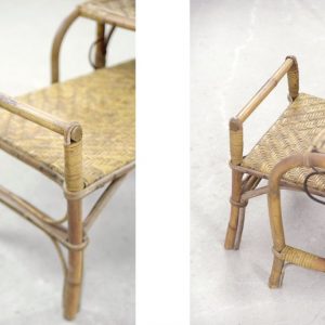 Vintage Bauhaus Rattan Chair with Ottoman by Erich Dieckmann, 1930s