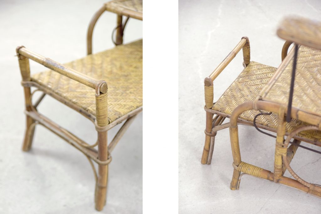Vintage Bauhaus Rattan Chair with Ottoman by Erich Dieckmann, 1930s