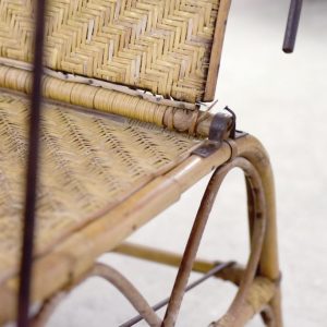 Vintage Bauhaus Rattan Chair with Ottoman by Erich Dieckmann, 1930s
