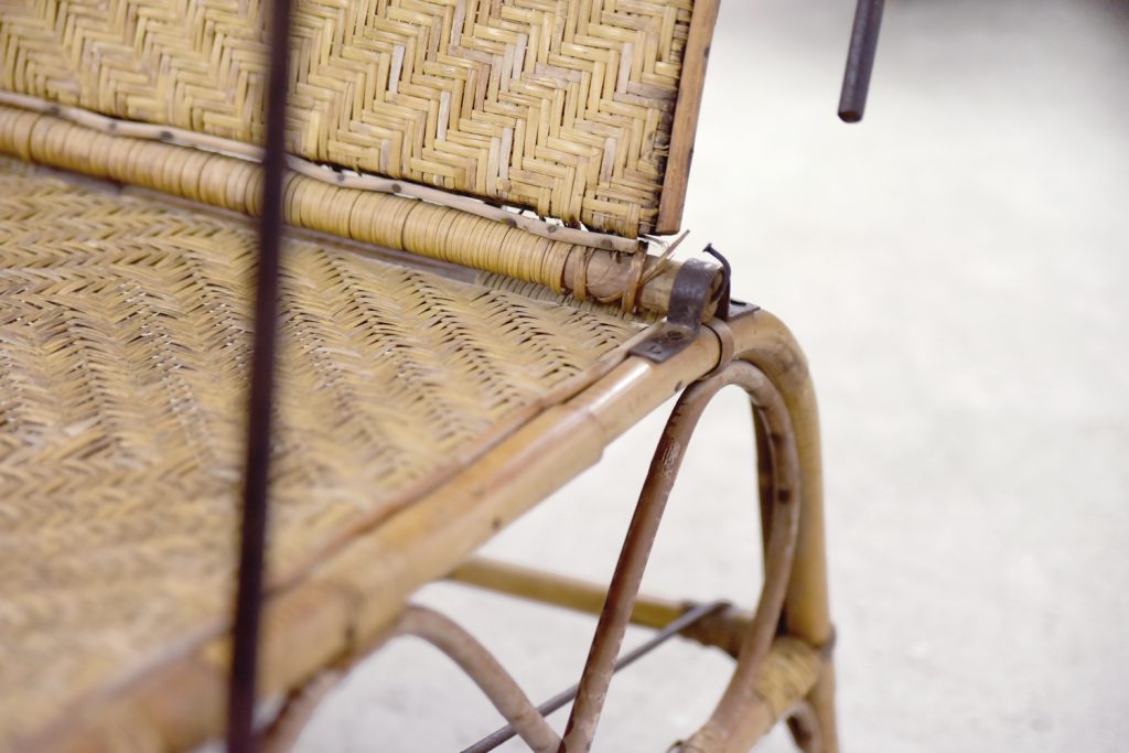 Vintage Bauhaus Rattan Chair with Ottoman by Erich Dieckmann, 1930s