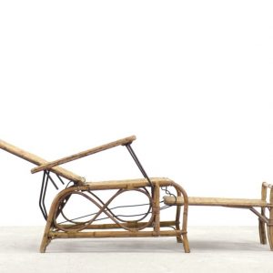 Vintage Bauhaus Rattan Chair with Ottoman by Erich Dieckmann, 1930s