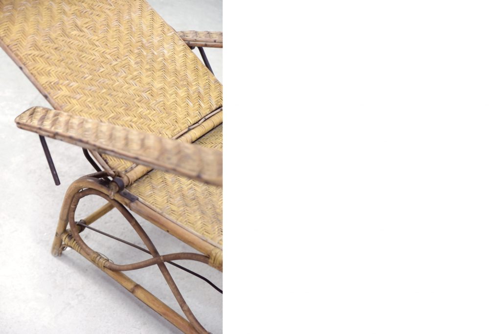 Vintage Bauhaus Rattan Chair with Ottoman by Erich Dieckmann, 1930s