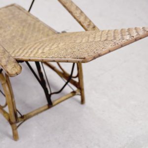 Vintage Bauhaus Rattan Chair with Ottoman by Erich Dieckmann, 1930s