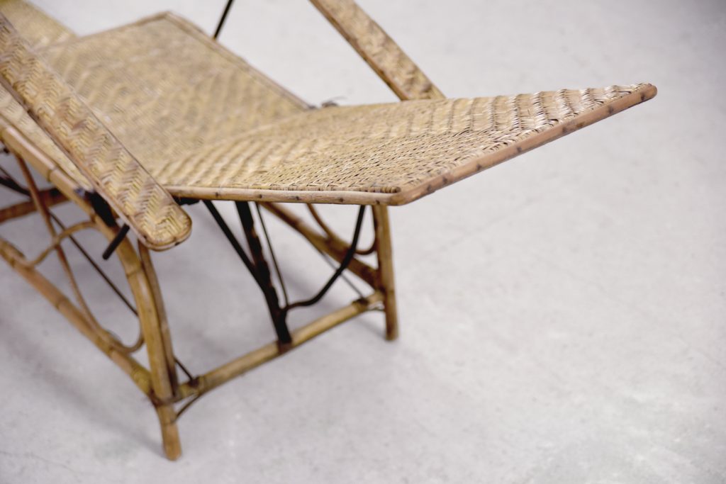 Vintage Bauhaus Rattan Chair with Ottoman by Erich Dieckmann, 1930s