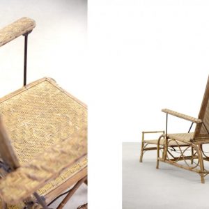Vintage Bauhaus Rattan Chair with Ottoman by Erich Dieckmann, 1930s