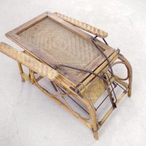 Vintage Bauhaus Rattan Chair with Ottoman by Erich Dieckmann, 1930s