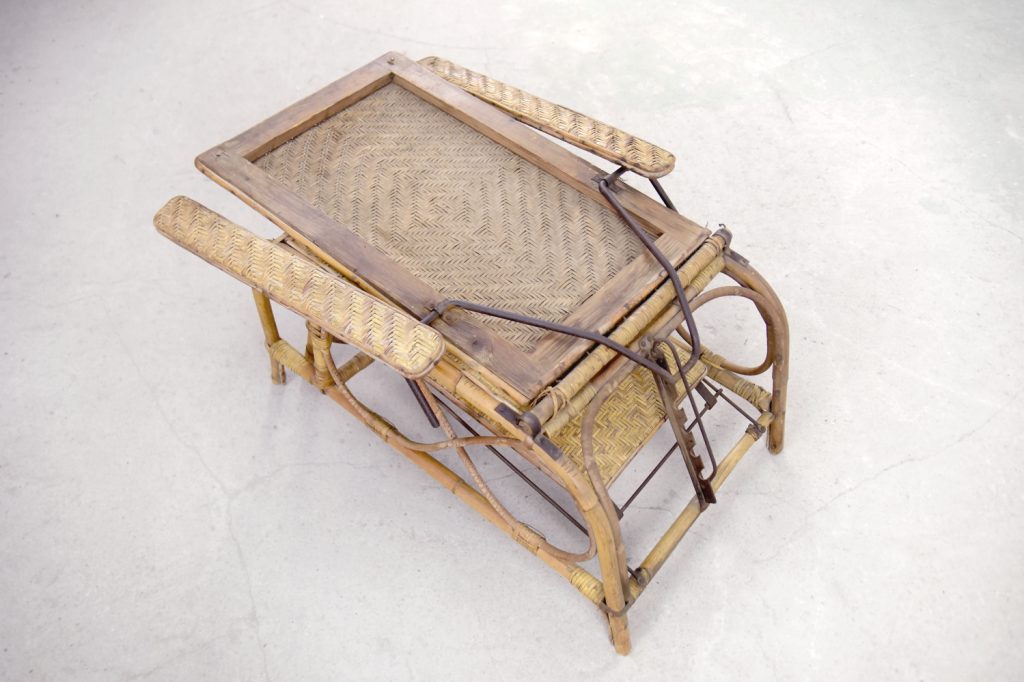 Vintage Bauhaus Rattan Chair with Ottoman by Erich Dieckmann, 1930s