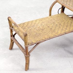 Vintage Bauhaus Rattan Chair with Ottoman by Erich Dieckmann, 1930s