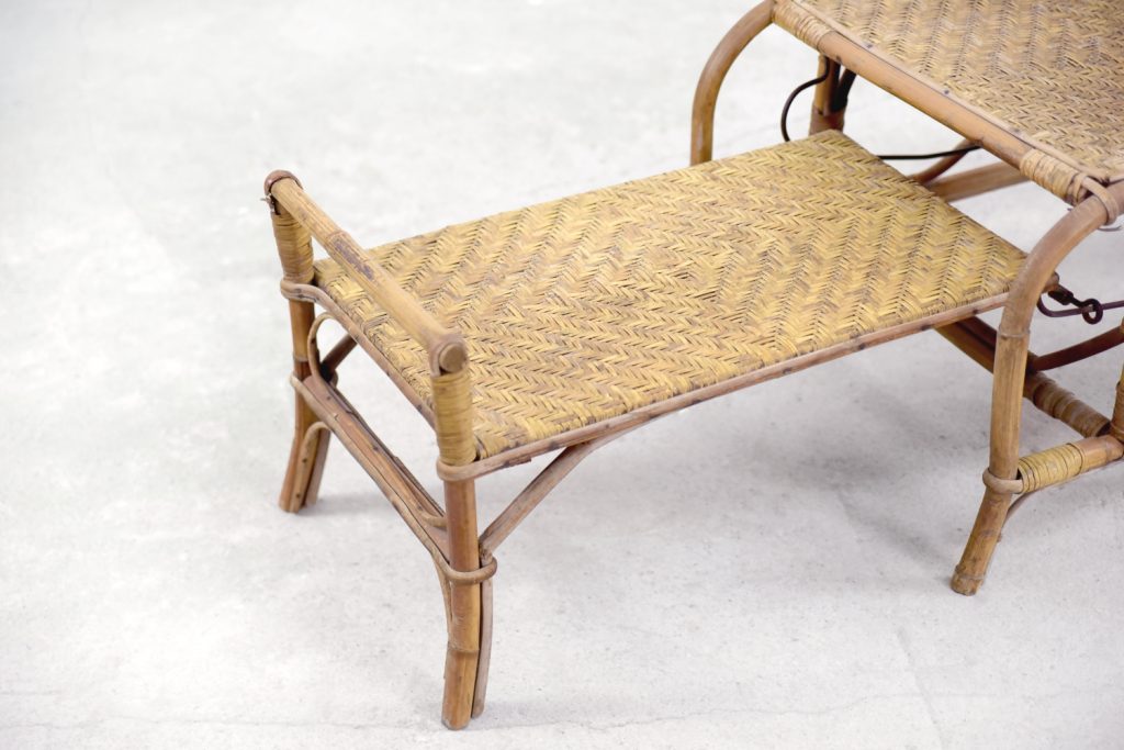 Vintage Bauhaus Rattan Chair with Ottoman by Erich Dieckmann, 1930s