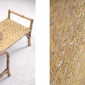 Vintage Bauhaus Rattan Chair with Ottoman by Erich Dieckmann, 1930s