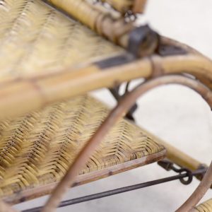 Vintage Bauhaus Rattan Chair with Ottoman by Erich Dieckmann, 1930s