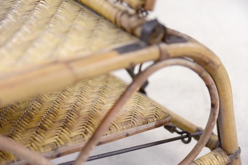 Vintage Bauhaus Rattan Chair with Ottoman by Erich Dieckmann, 1930s