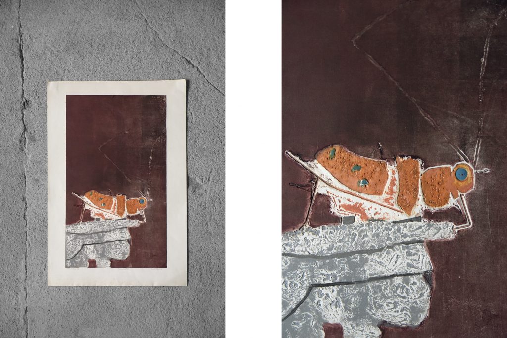 Ru Van Rossem, Insect On Rock, Color Lithograph, 1962