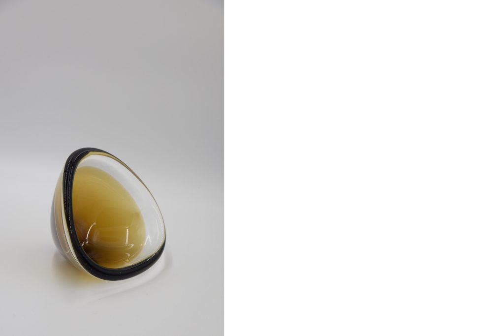 Mid-Century Scandinavian Gold; Brown Sommerso Glass Bowl, 1950s