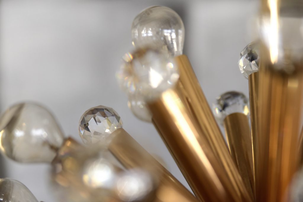 Gilt Brass Pendant Lamp with Swarovski Balls from Ernst Palme, 1960s