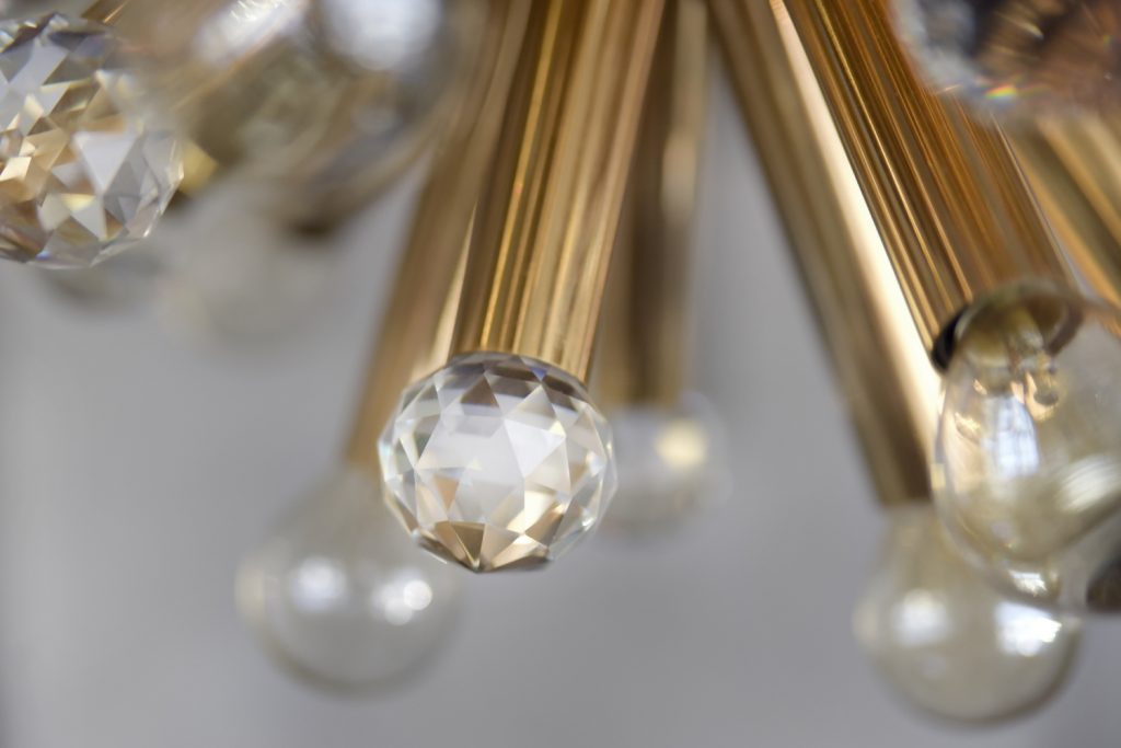 Gilt Brass Pendant Lamp with Swarovski Balls from Ernst Palme, 1960s