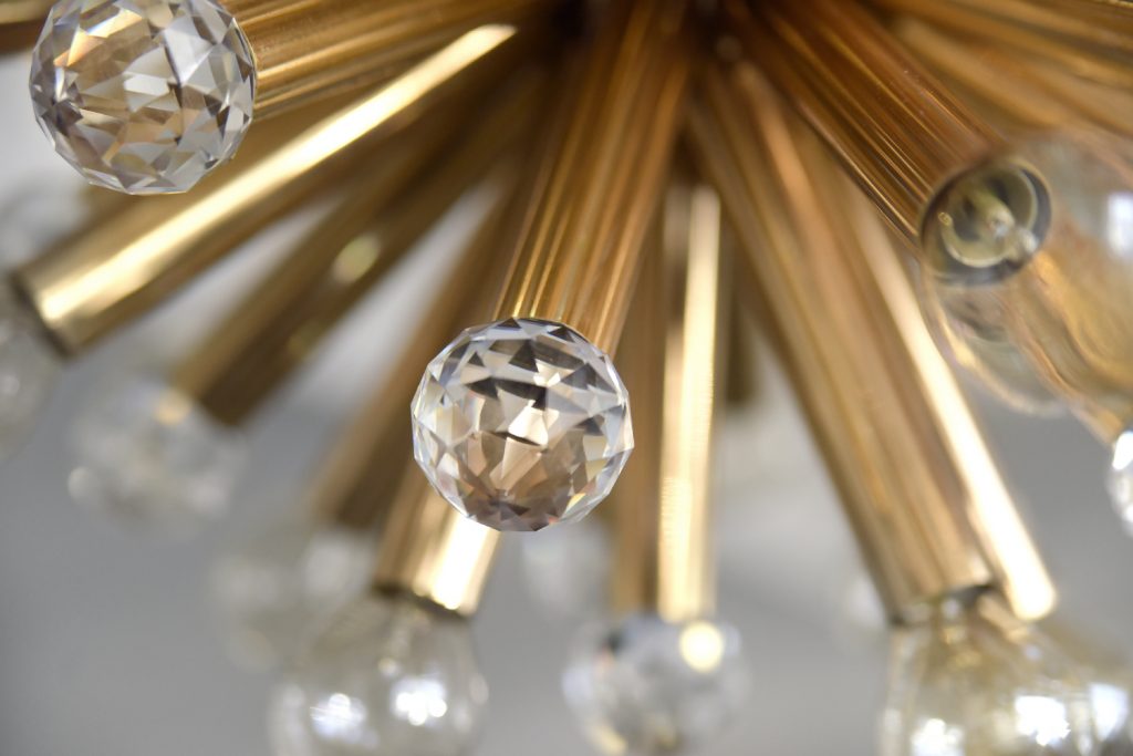 Gilt Brass Pendant Lamp with Swarovski Balls from Ernst Palme, 1960s