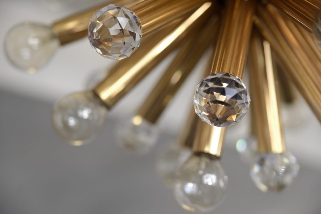 Gilt Brass Pendant Lamp with Swarovski Balls from Ernst Palme, 1960s