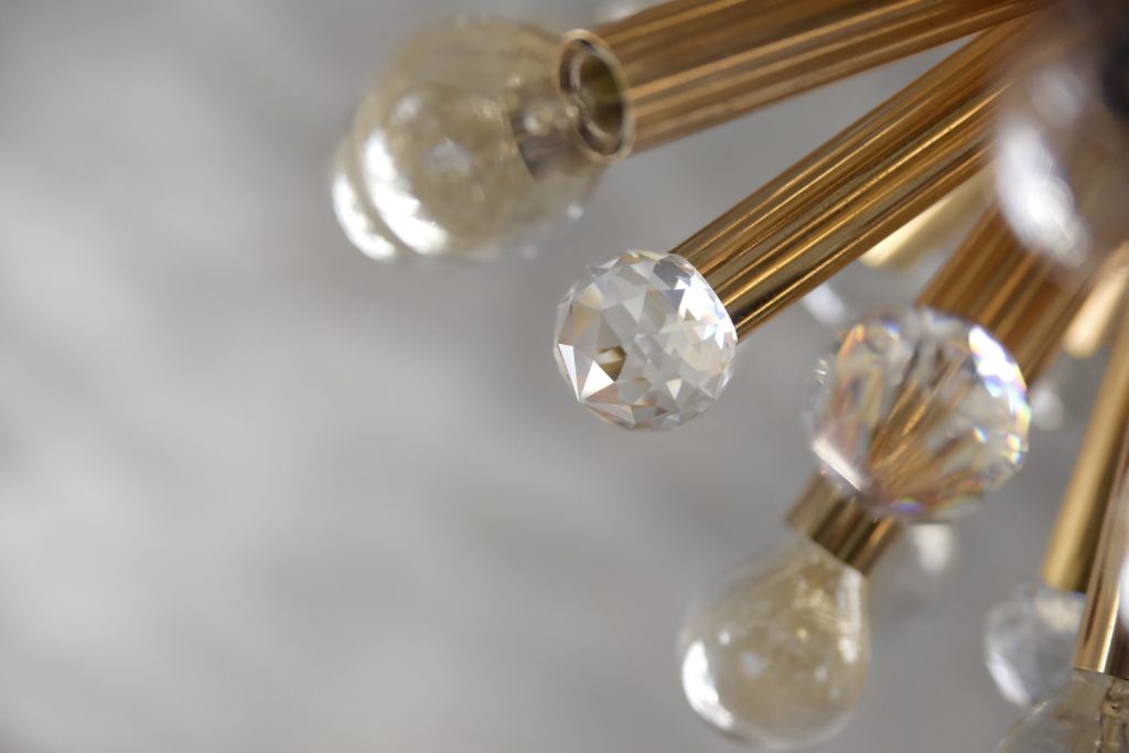 Gilt Brass Pendant Lamp with Swarovski Balls from Ernst Palme, 1960s