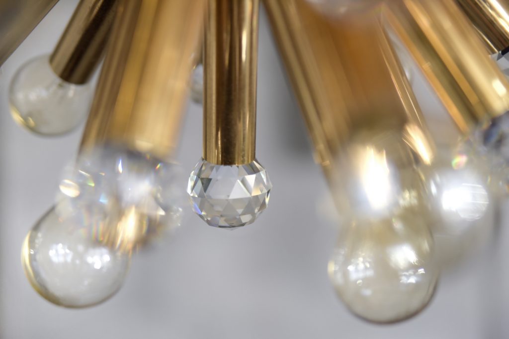 Gilt Brass Pendant Lamp with Swarovski Balls from Ernst Palme, 1960s