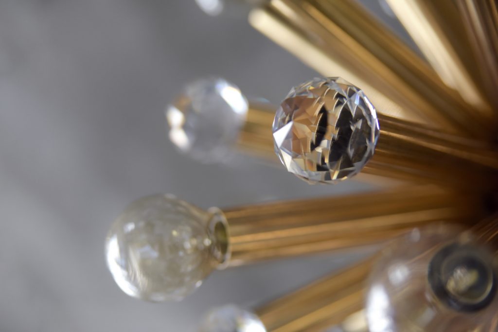Gilt Brass Pendant Lamp with Swarovski Balls from Ernst Palme, 1960s