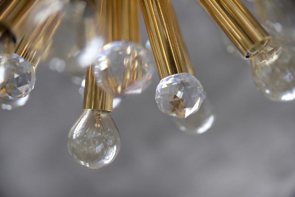 Gilt Brass Pendant Lamp with Swarovski Balls from Ernst Palme, 1960s