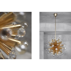 Gilt Brass Pendant Lamp with Swarovski Balls from Ernst Palme, 1960s