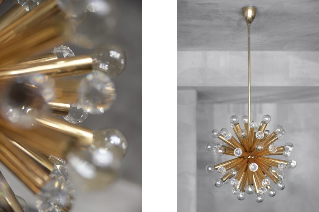 Gilt Brass Pendant Lamp with Swarovski Balls from Ernst Palme, 1960s