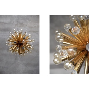 Gilt Brass Pendant Lamp with Swarovski Balls from Ernst Palme, 1960s