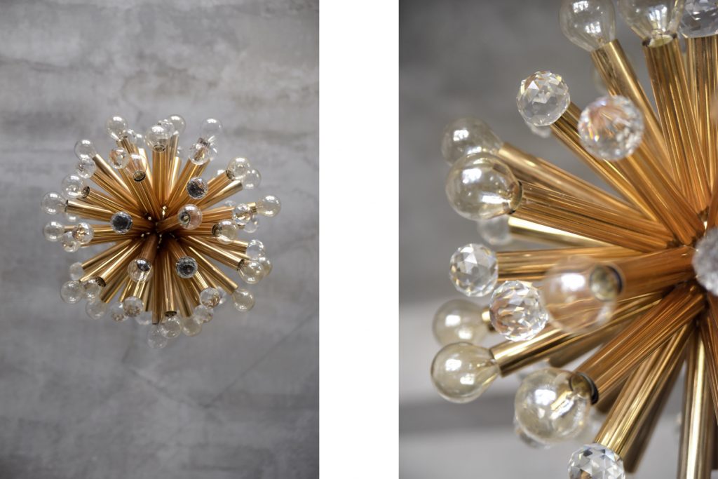 Gilt Brass Pendant Lamp with Swarovski Balls from Ernst Palme, 1960s