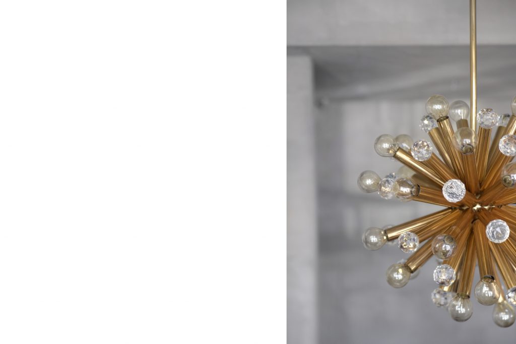 Gilt Brass Pendant Lamp with Swarovski Balls from Ernst Palme, 1960s