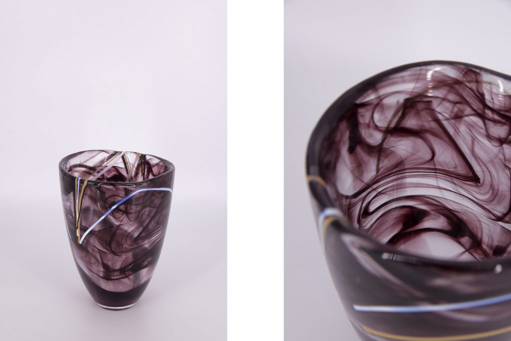 Mid-Century Scandinavian Glass Contrast Vase by Anna Ehrner for Kosta Boda, 1980s